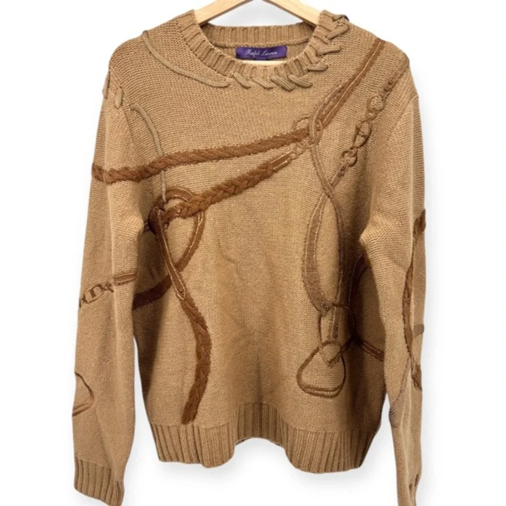 NWT Ralph Lauren Collection Bridle Crewneck Wool Jumper Purple Label Size Large - Picture 8 of 15